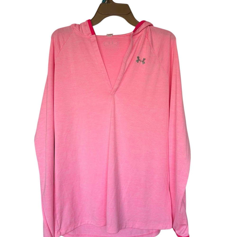 Under Armour Pink Hooded V-Neck Pullover women’s medium